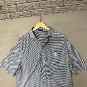 Stitch‎ Golf Mens Blue Striped Southwood Golf Club Performance Polo Shirt Size M